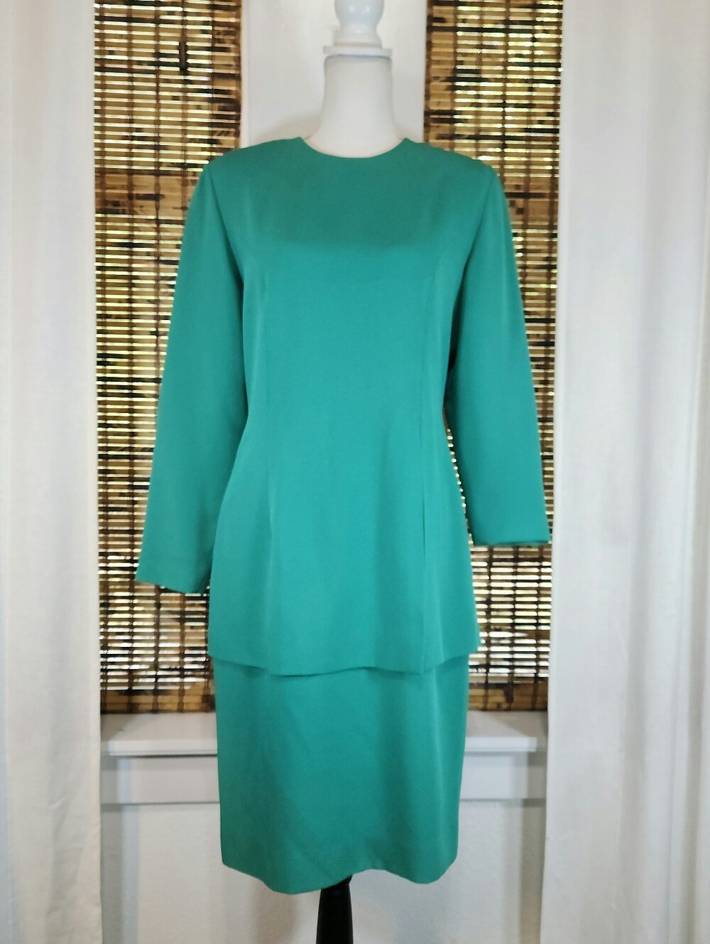 Vintage 80s/90s Talbots Emerald Green Faux-Suit Dress – Size 8